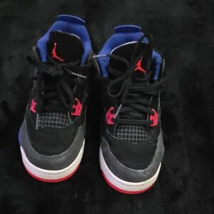 Jordan Kids Black and Red Sneakers with Blue Accents